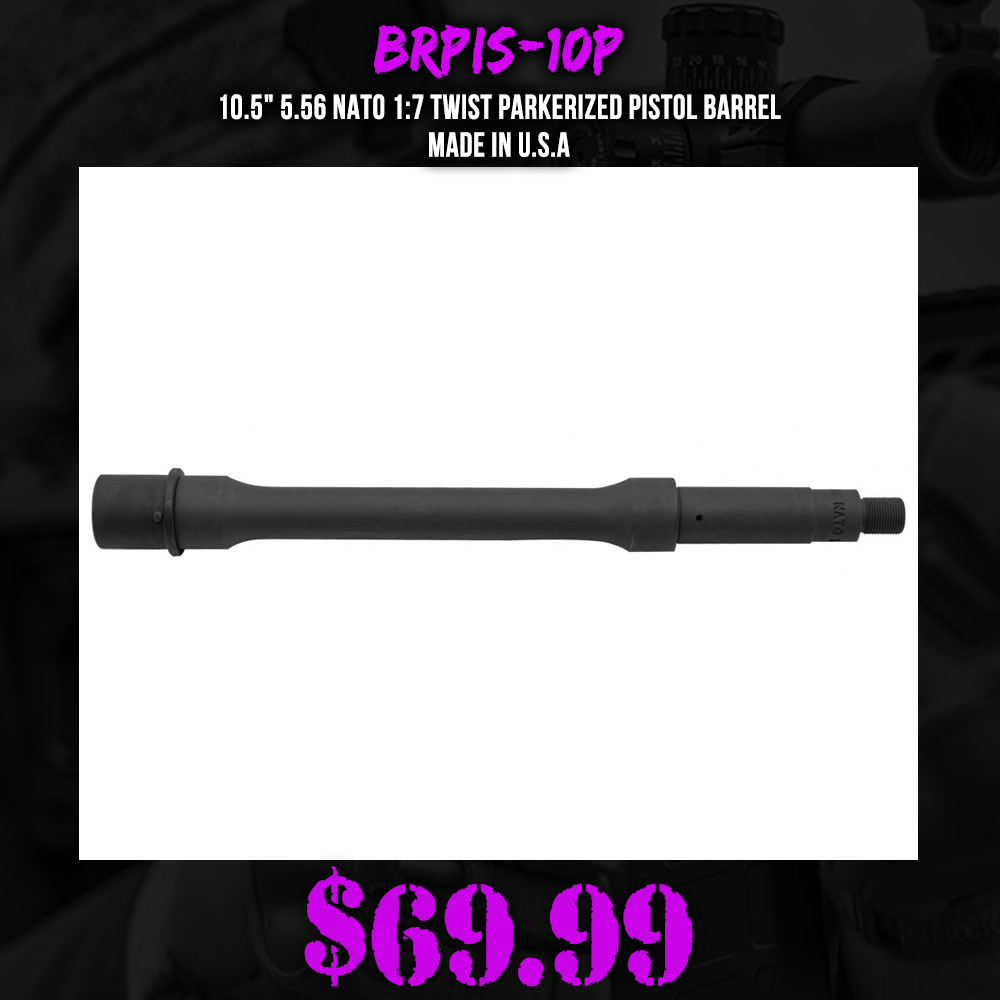 10.5" 5.56 NATO 1:7 Twist Parkerized Pistol Barrel | Made In U.S.A 10.5" 5.56 NATO 1:7 Twist Parkerized Pistol Barrel | Made In U.S.A