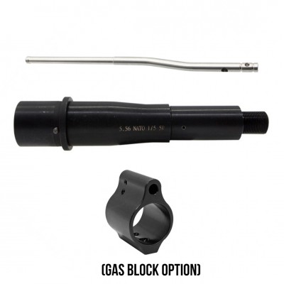 5'' 5.56 NATO 1:5 5R Twist Nitride Pistol Barrel and Micro Gas Tube and Gas Block Options| Made in U.S.A