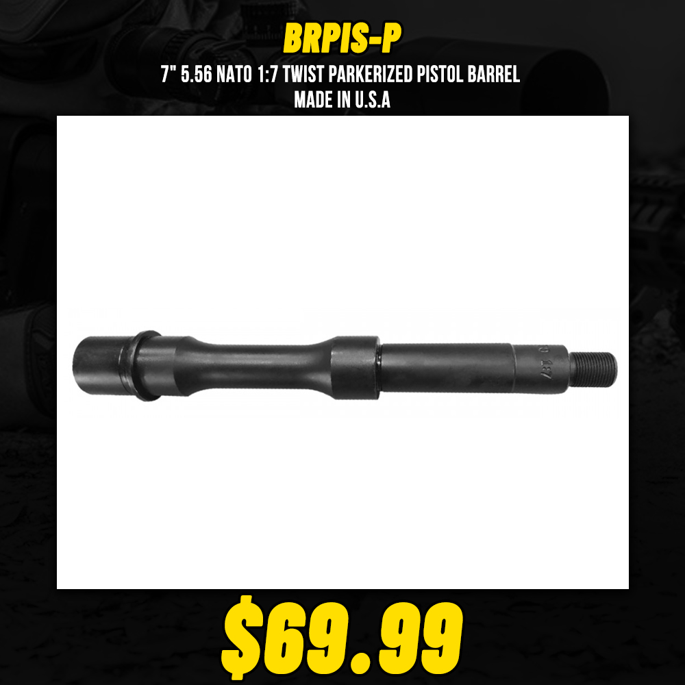 7" 5.56 NATO 1:7 Twist Parkerized Pistol Barrel | Made in U.S.A 7" 5.56 NATO 1:7 Twist Parkerized Pistol Barrel | Made in U.S.A