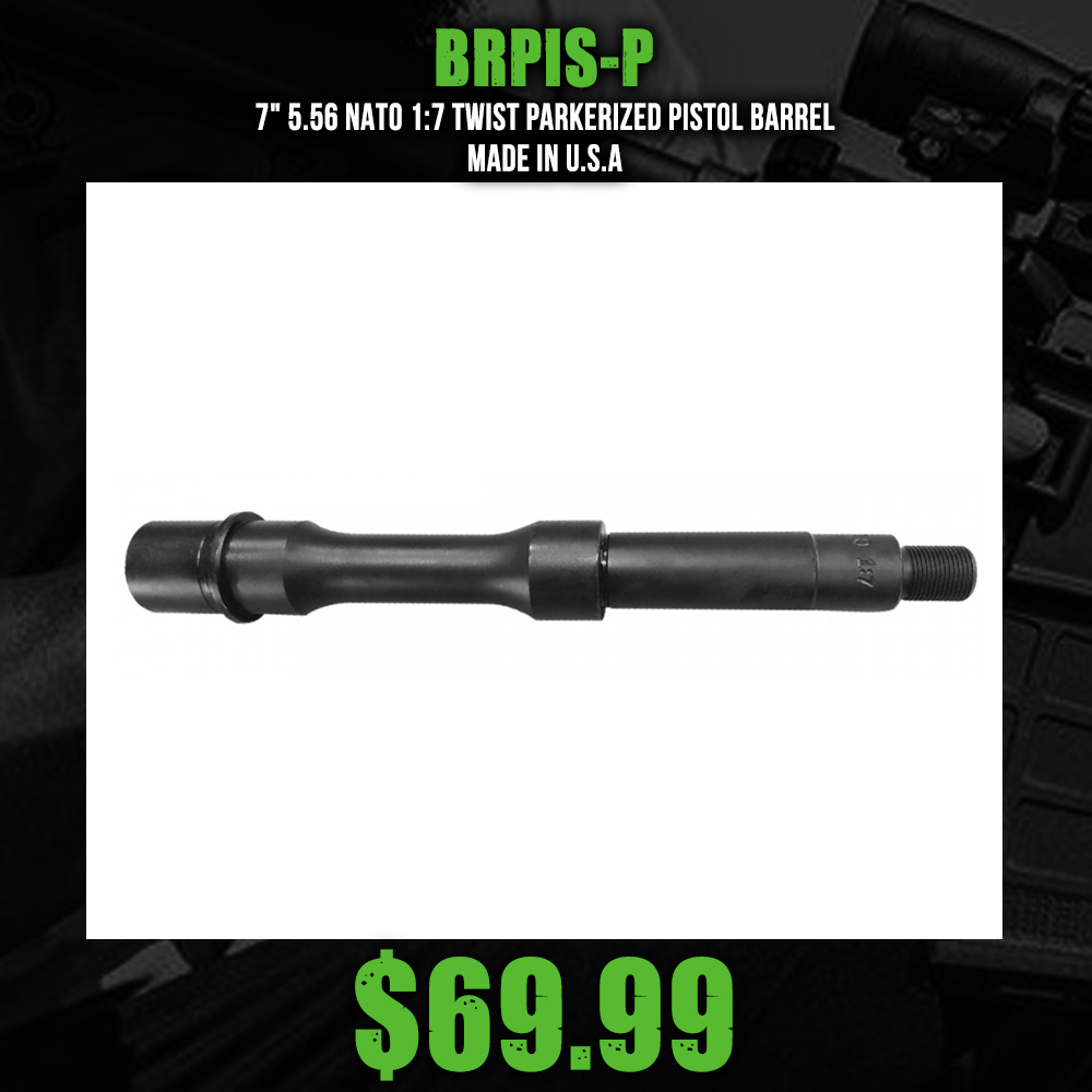 7" 5.56 NATO 1:7 Twist Parkerized Pistol Barrel | Made in U.S.A 7" 5.56 NATO 1:7 Twist Parkerized Pistol Barrel | Made in U.S.A