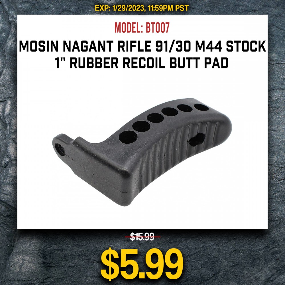 Mosin Nagant Rifle 91/30 M44 Stock 1" Rubber Recoil Butt Pad
