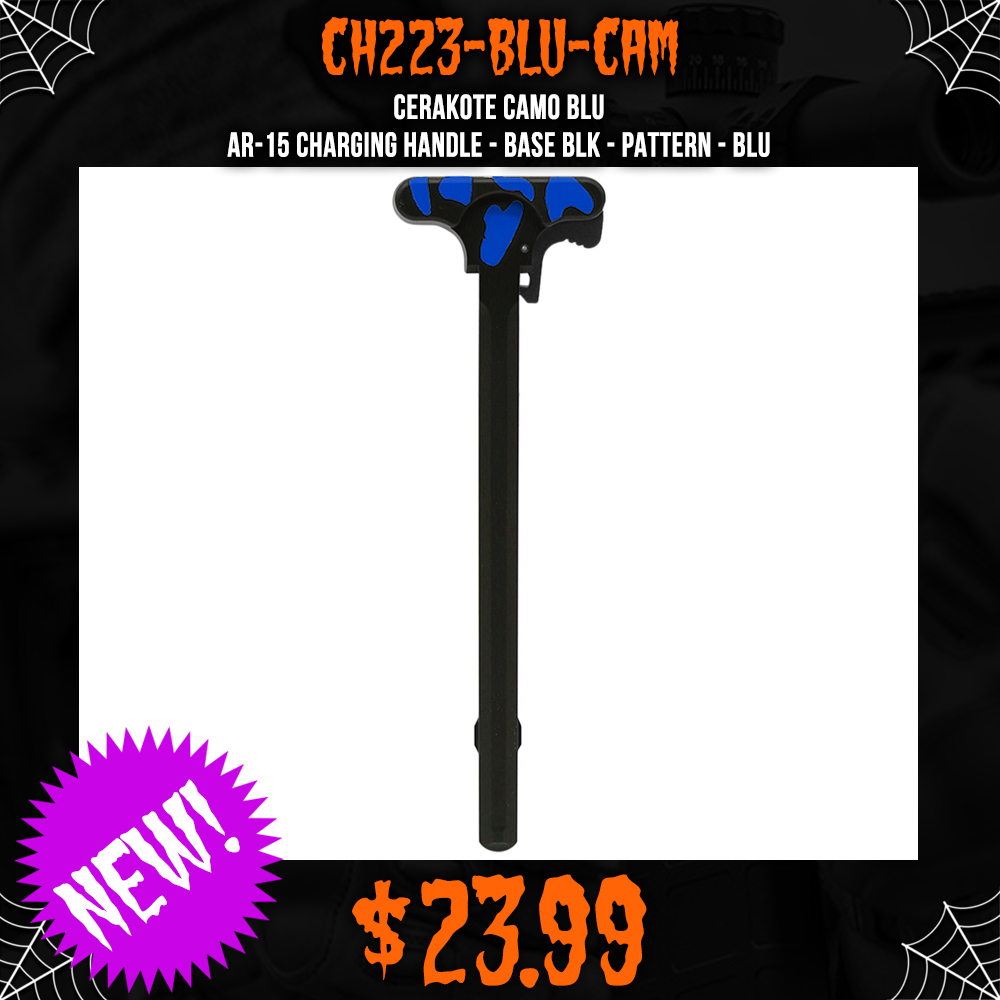 CERAKOTE CAMO BLU | AR-15 Charging Handle - Base BLK - Pattern - BLU CERAKOTE CAMO BLU | AR-15 Charging Handle - Base BLK - Pattern - BLU