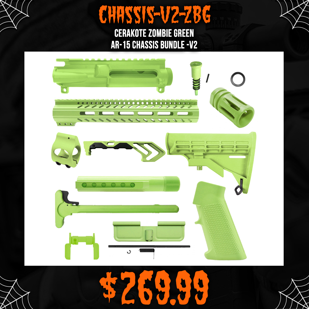 CERAKOTE ZOMBIE GREEN | AR-15 CHASSIS BUNDLE -V2 CERAKOTE ZOMBIE GREEN | AR-15 CHASSIS BUNDLE -V2