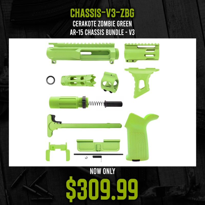 CERAKOTE ZOMBIE GREEN | AR-15 CHASSIS BUNDLE -V3