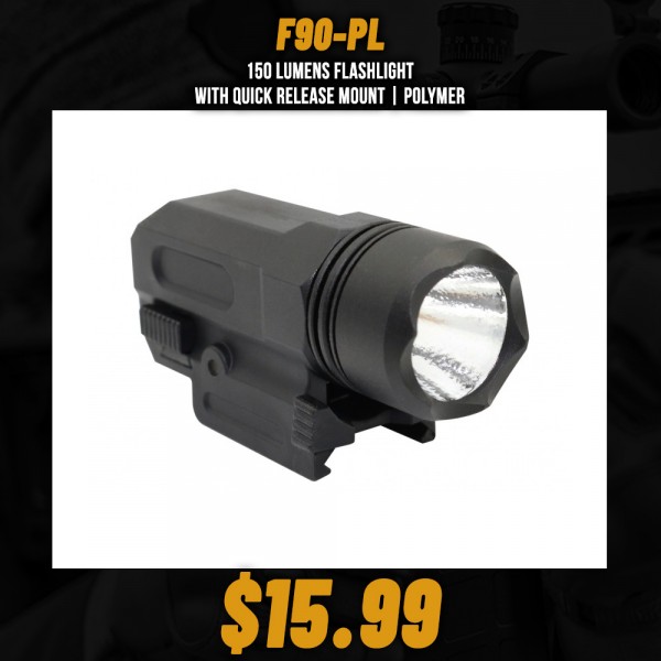 150 Lumens Flashlight with Quick Release Mount | Polymer 