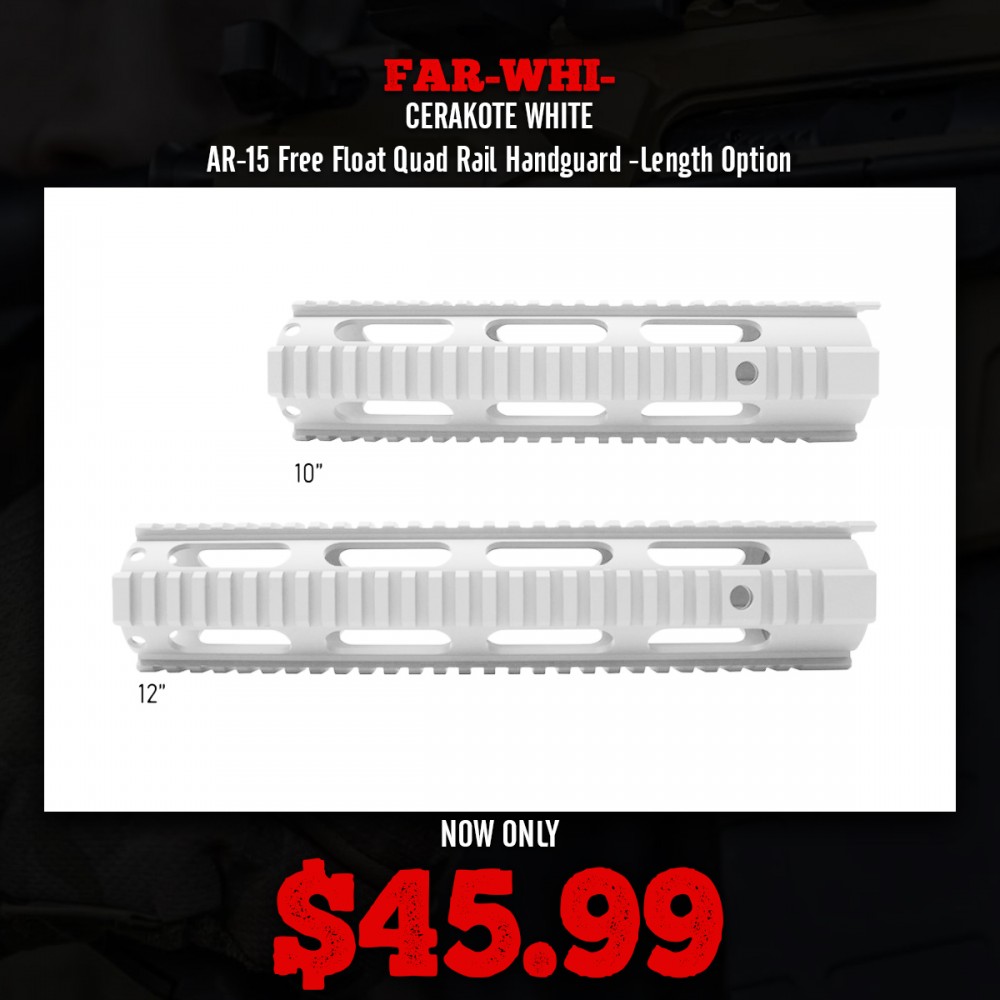 CERAKOTE WHITE| AR-15 Free Float Quad Rail Handguard -Length Option