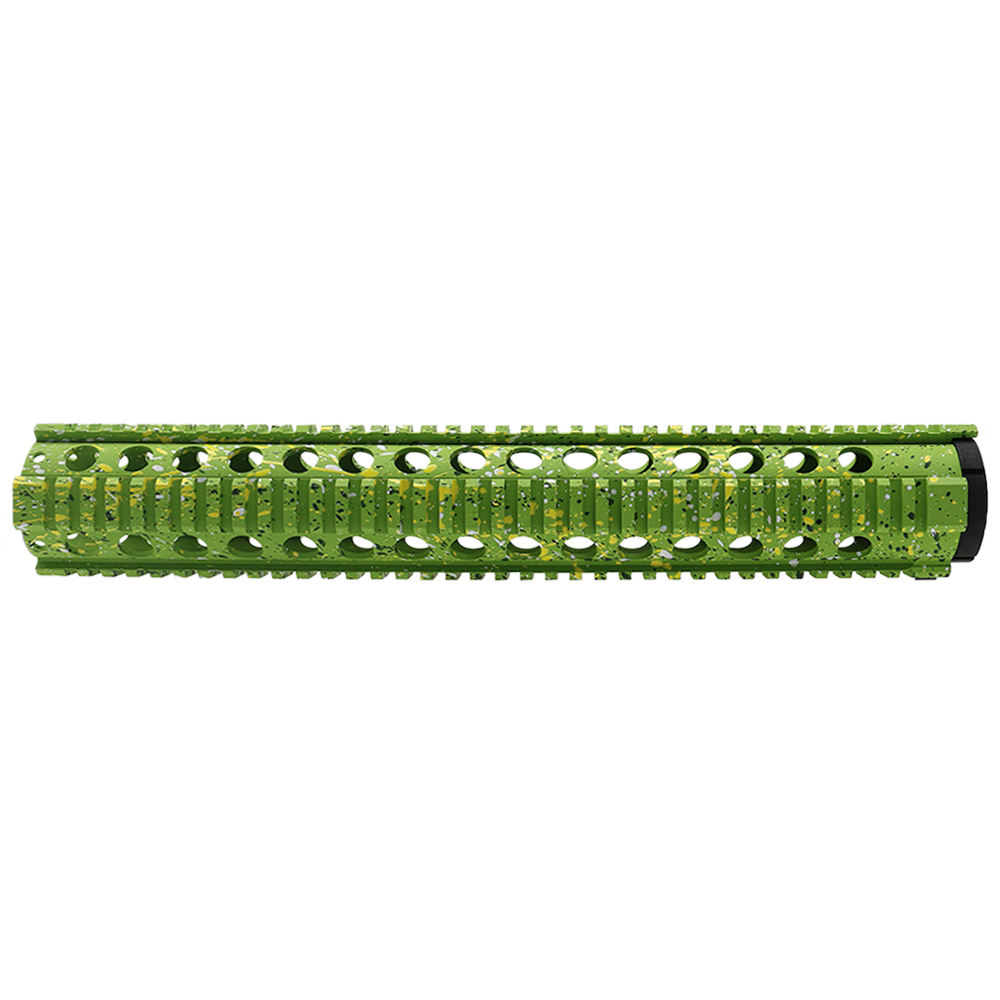 Cerakote Splatter| AR-15 15'' Extended Length One Piece Free Float Handguard - Base Zombie Green - Pattern - Highland Green - Bright White - Lemon Zest Cerakote Splatter| AR-15 15'' Extended Length One Piece Free Float Handguard - Base Zombie Green - Pattern - Highland Green - Bright White - Lemon Zest
