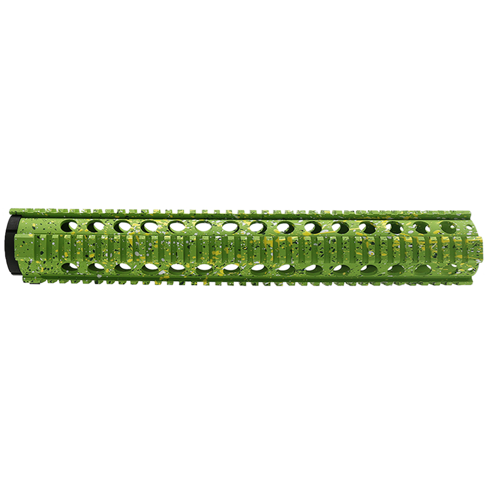 Cerakote Splatter| AR-15 15'' Extended Length One Piece Free Float Handguard - Base Zombie Green - Pattern - Highland Green - Bright White - Lemon Zest Cerakote Splatter| AR-15 15'' Extended Length One Piece Free Float Handguard - Base Zombie Green - Pattern - Highland Green - Bright White - Lemon Zest