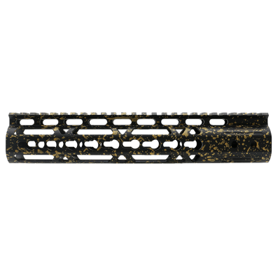 CERAKOTE SPLATTER GLD | AR-15 10'' Light Weight Keymod Handguard - Base BLK - Pattern - GLD - W/ Steel Barrel Nut