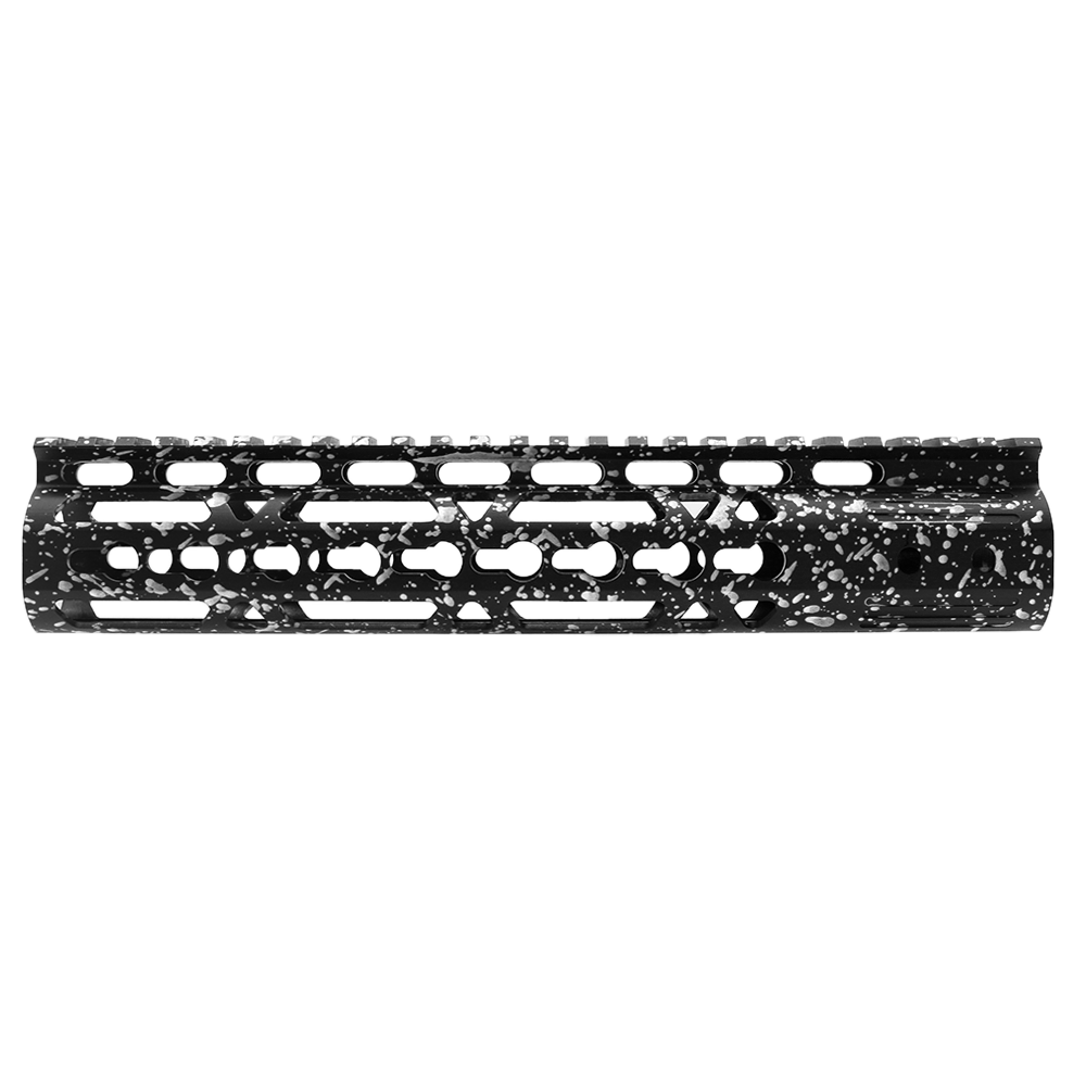 Cerakote Splatter | AR-15 10'' Light Weight Keymod Handguard - Base Black - Pattern - Glacier Silver - W/ Steel Barrel Nut Cerakote Splatter | AR-15 10'' Light Weight Keymod Handguard - Base Black - Pattern - Glacier Silver - W/ Steel Barrel Nut