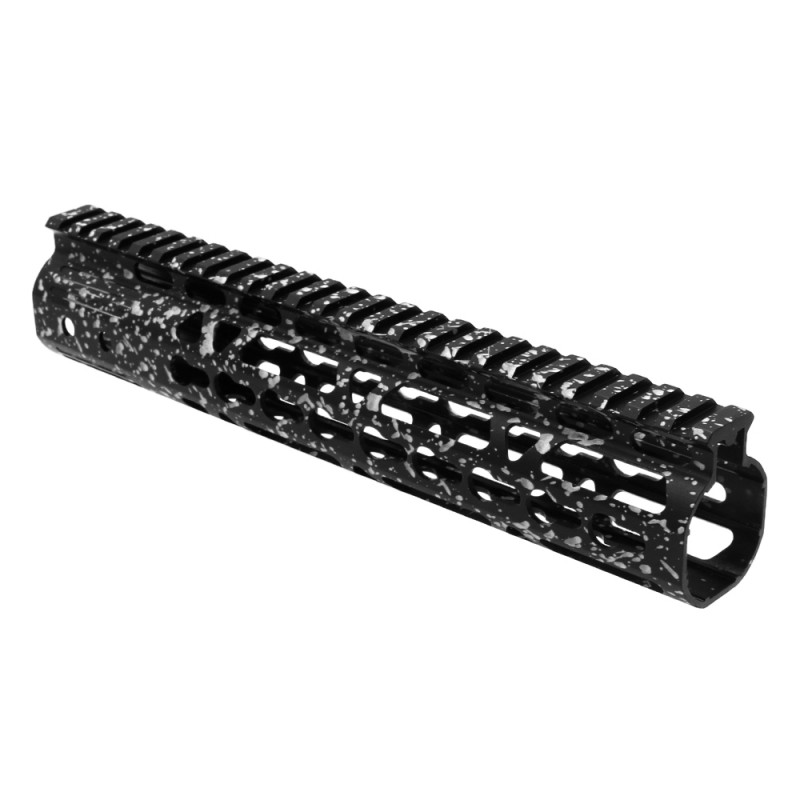 Cerakote Splatter | AR-15 10'' Light Weight Keymod Handguard - Base Black - Pattern - Glacier Silver - W/ Steel Barrel Nut Cerakote Splatter | AR-15 10'' Light Weight Keymod Handguard - Base Black - Pattern - Glacier Silver - W/ Steel Barrel Nut