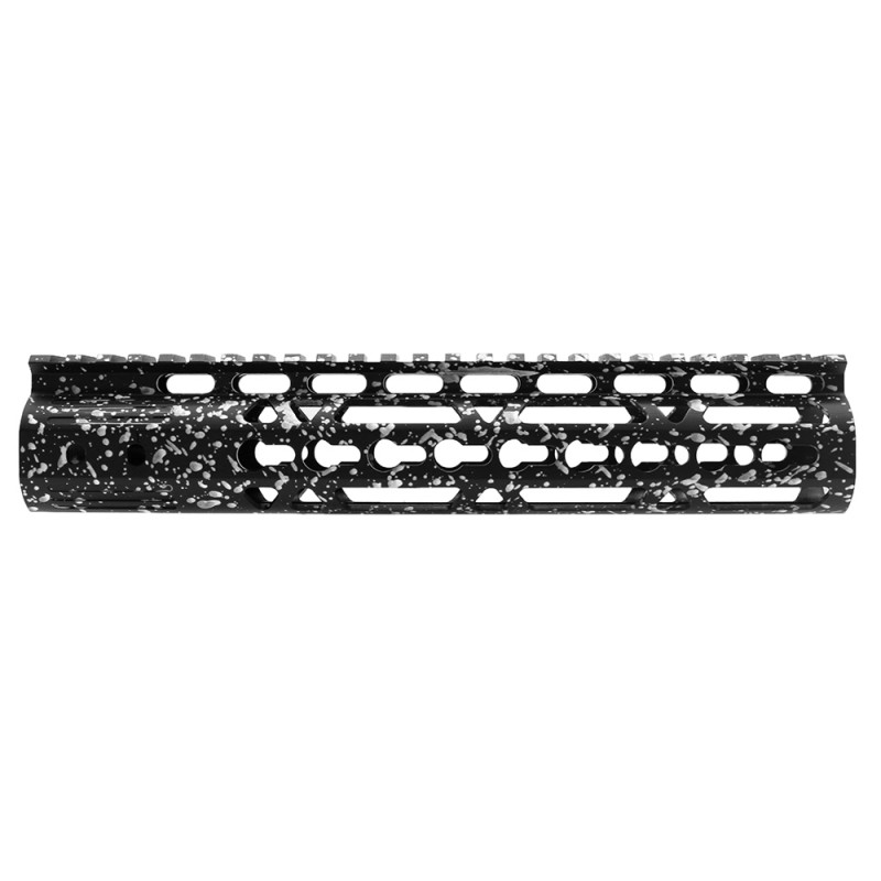 Cerakote Splatter | AR-15 10'' Light Weight Keymod Handguard - Base Black - Pattern - Glacier Silver - W/ Steel Barrel Nut Cerakote Splatter | AR-15 10'' Light Weight Keymod Handguard - Base Black - Pattern - Glacier Silver - W/ Steel Barrel Nut