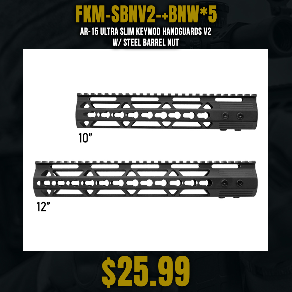 AR-15 Ultra Slim Keymod Handguards V2 W/ Steel Barrel Nut