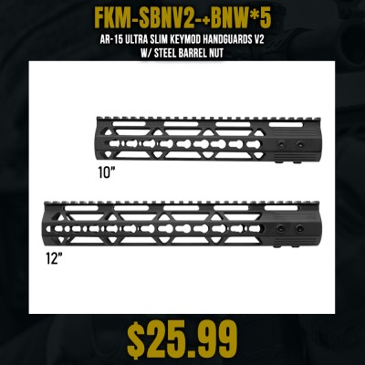 AR-15 Ultra Slim Keymod Handguards V2 W/ Steel Barrel Nut