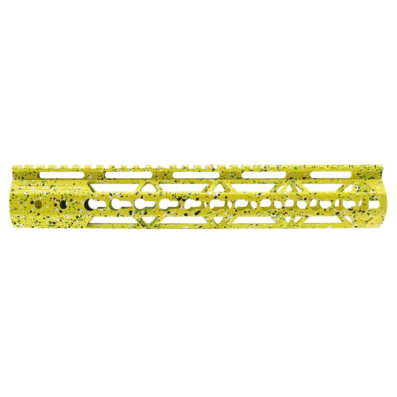 Cerakote Splatter| AR-15 12'' Ultra Slim Keymod Handguards V2 - Base Lemon Zest - Pattern - Sniper Gray - Bright White - Zombie Green - W/ Steel Barrel Nut Cerakote Splatter| AR-15 12'' Ultra Slim Keymod Handguards V2 - Base Lemon Zest - Pattern - Sniper Gray - Bright White - Zombie Green - W/ Steel Barrel Nut