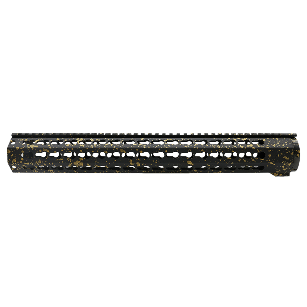Cerakote Splatter | AR-15 16'' Free Float Keymod Handguard Rail System - Base Black - Pattern - Gold
