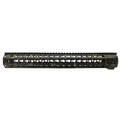 CERAKOTE SPLATTER GLD | AR-15 16'' Free Float Keymod Handguard Rail System - Base BLK - Pattern - GLD