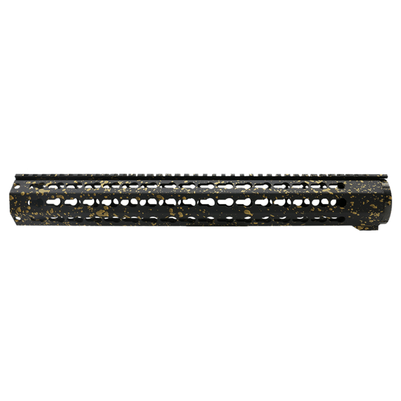 Cerakote Splatter | AR-15 16'' Free Float Keymod Handguard Rail System - Base Black - Pattern - Gold
