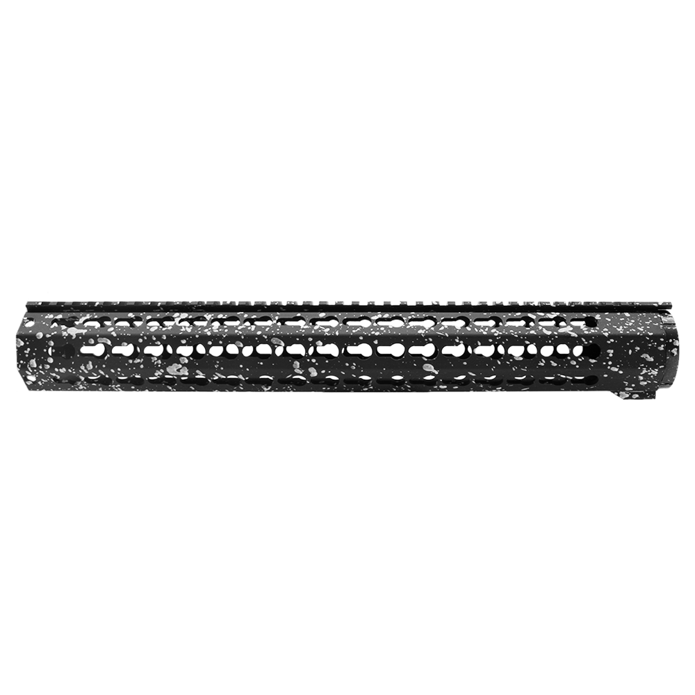 Cerakote Splatter | AR-15 16'' Free Float Keymod Handguard Rail System - Base Black - Pattern - Glacier Silver Cerakote Splatter | AR-15 16'' Free Float Keymod Handguard Rail System - Base Black - Pattern - Glacier Silver