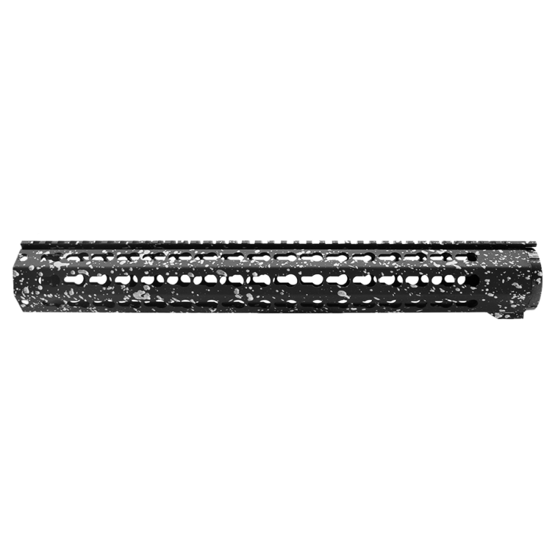 Cerakote Splatter | AR-15 16'' Free Float Keymod Handguard Rail System - Base Black - Pattern - Glacier Silver Cerakote Splatter | AR-15 16'' Free Float Keymod Handguard Rail System - Base Black - Pattern - Glacier Silver