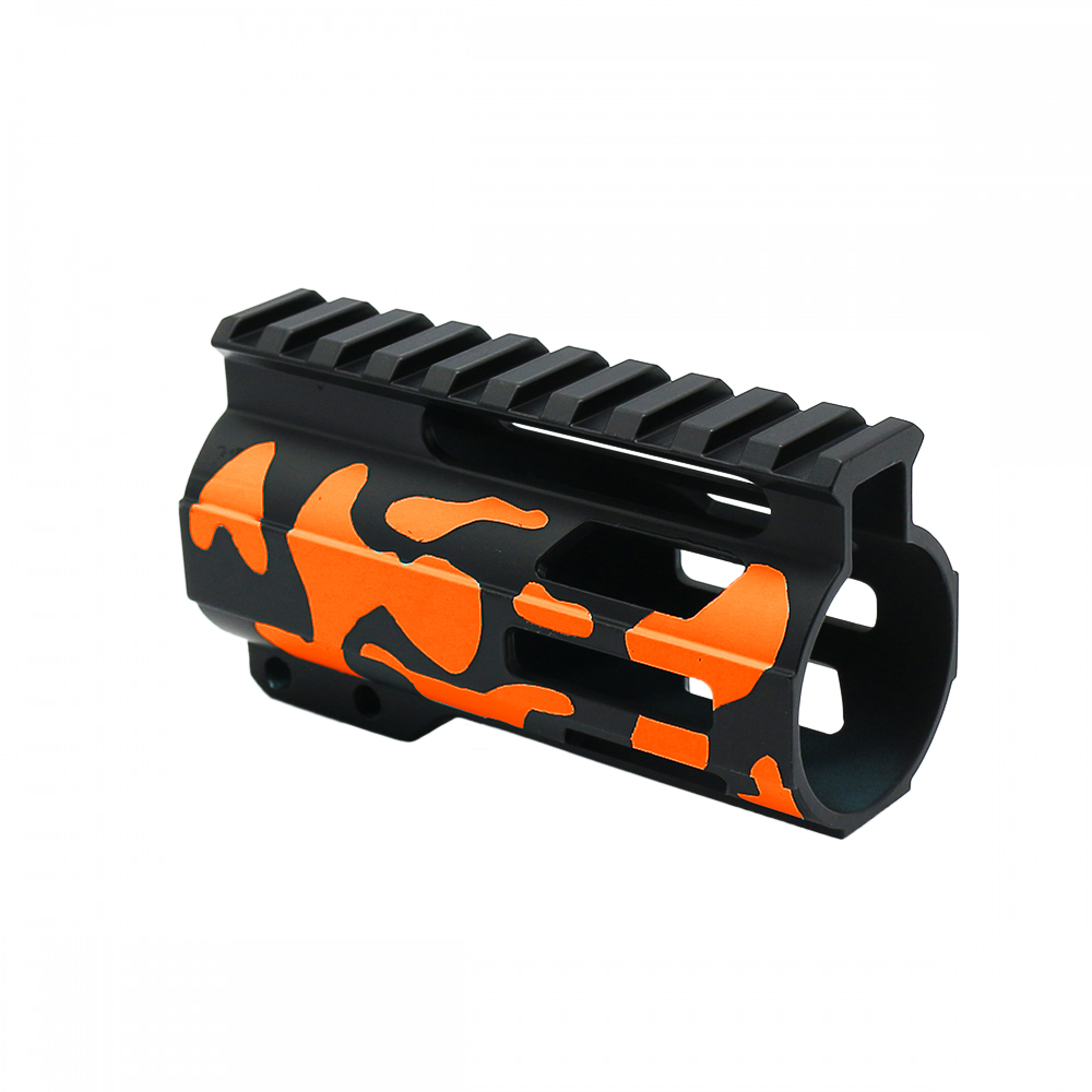 CERAKOTE CAMO| AR-15 4" M-Lok Super Slim Free Float Handguard W/ 2" & 3" M-Lok Rail Sections| Black and Hunter Orange