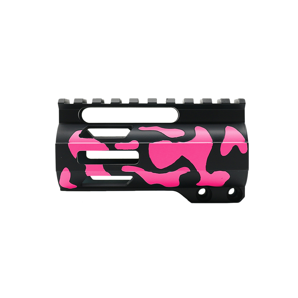 CERAKOTE CAMO| AR-15 4" M-Lok Super Slim Free Float Handguard W/ 2" & 3" M-Lok Rail Sections| Black and Pink