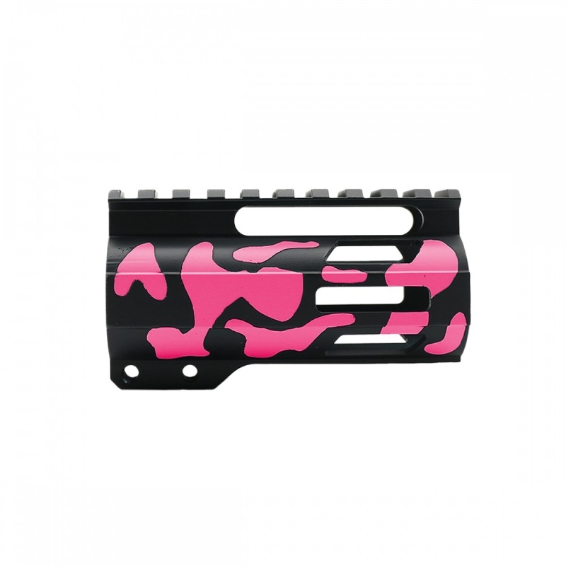 CERAKOTE CAMO| AR-15 4" M-Lok Super Slim Free Float Handguard W/ 2" & 3" M-Lok Rail Sections| Black and Pink