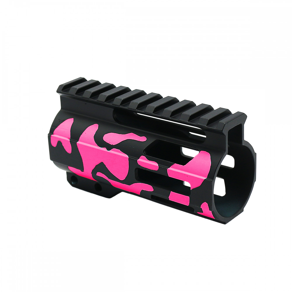 CERAKOTE CAMO| AR-15 4" M-Lok Super Slim Free Float Handguard W/ 2" & 3" M-Lok Rail Sections| Black and Pink