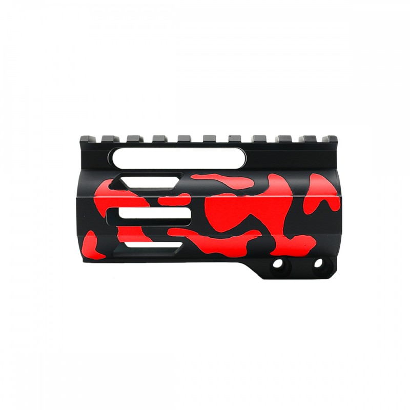 CERAKOTE CAMO| AR-15 4" M-Lok Super Slim Free Float Handguard W/ 2" & 3" M-Lok Rail Sections| Black and Red