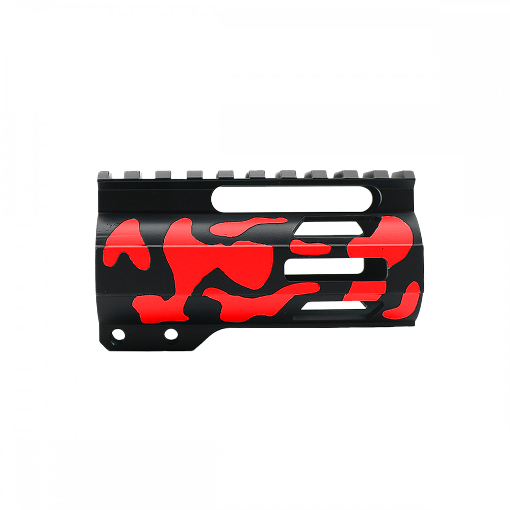 CERAKOTE CAMO| AR-15 4" M-Lok Super Slim Free Float Handguard W/ 2" & 3" M-Lok Rail Sections| Black and Red