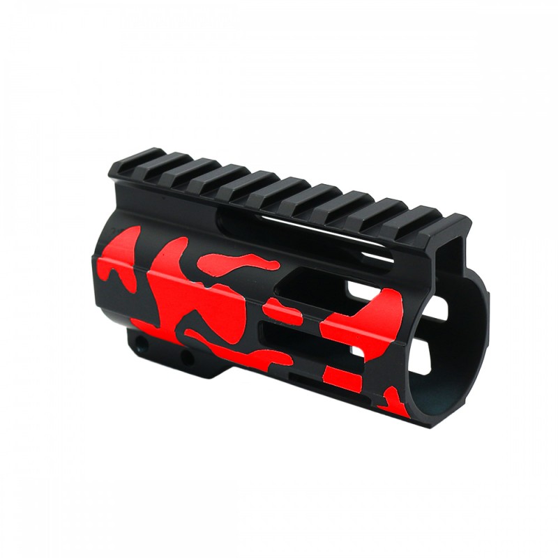 CERAKOTE CAMO| AR-15 4" M-Lok Super Slim Free Float Handguard W/ 2" & 3" M-Lok Rail Sections| Black and Red