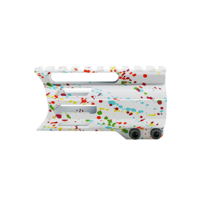 CERAKOTE SPLATTER WHI| AR-15 4" Combat M-Lok Handguard "C" Cut- Base WHI - Pattern - RGB.RED.PNK.ORG.LEM.ZBG