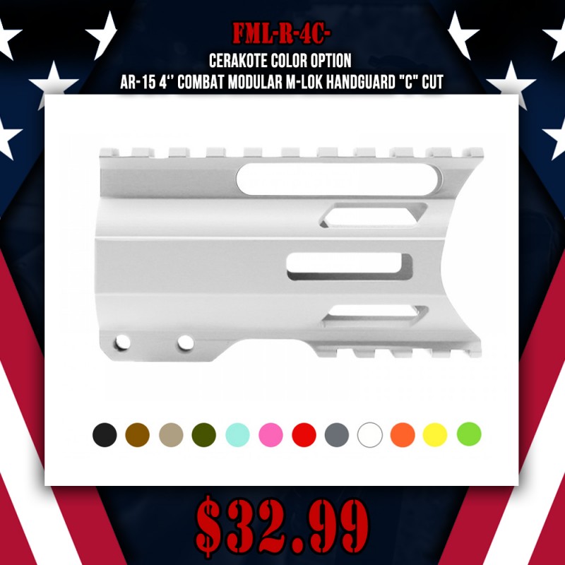 CERAKOTE COLOR OPTION | AR-15 4‘’ Combat Modular M-Lok Handguard "C" Cut CERAKOTE COLOR OPTION | AR-15 4‘’ Combat Modular M-Lok Handguard "C" Cut