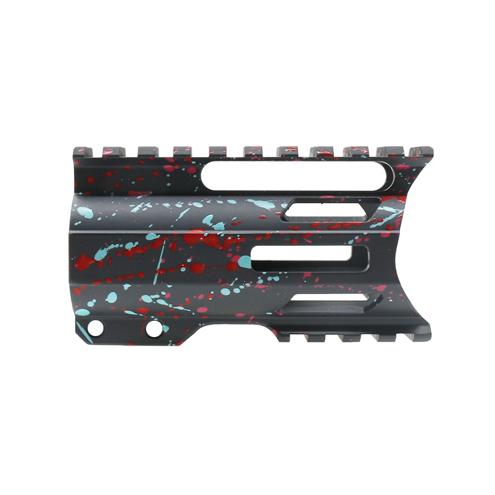 Cerakote Splatter| AR-15 4'' Combat Modular M-Lok Handguard "C" Cut -Base Sniper Gray- Pattern- Red- Pink- Robins Egg Cerakote Splatter| AR-15 4'' Combat Modular M-Lok Handguard "C" Cut -Base Sniper Gray- Pattern- Red- Pink- Robins Egg