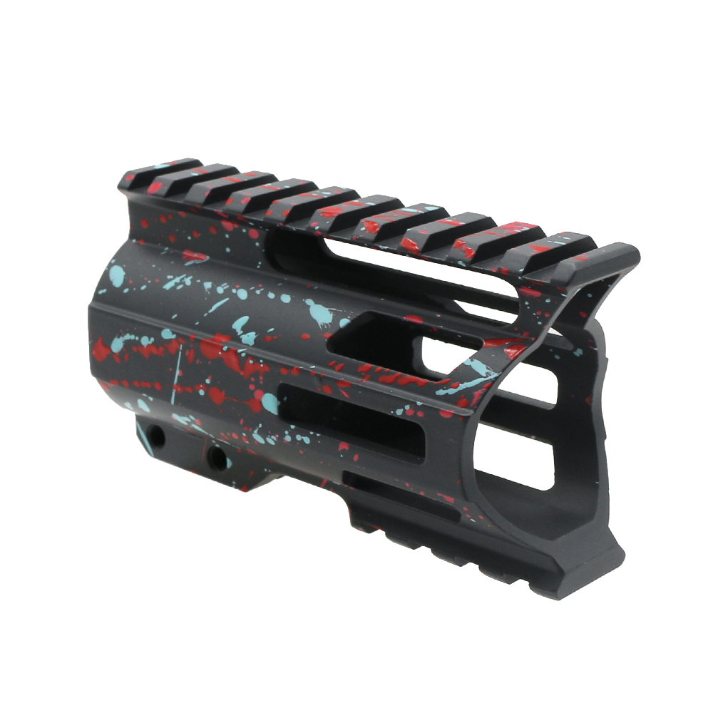 Cerakote Splatter| AR-15 4'' Combat Modular M-Lok Handguard "C" Cut -Base Sniper Gray- Pattern- Red- Pink- Robins Egg Cerakote Splatter| AR-15 4'' Combat Modular M-Lok Handguard "C" Cut -Base Sniper Gray- Pattern- Red- Pink- Robins Egg