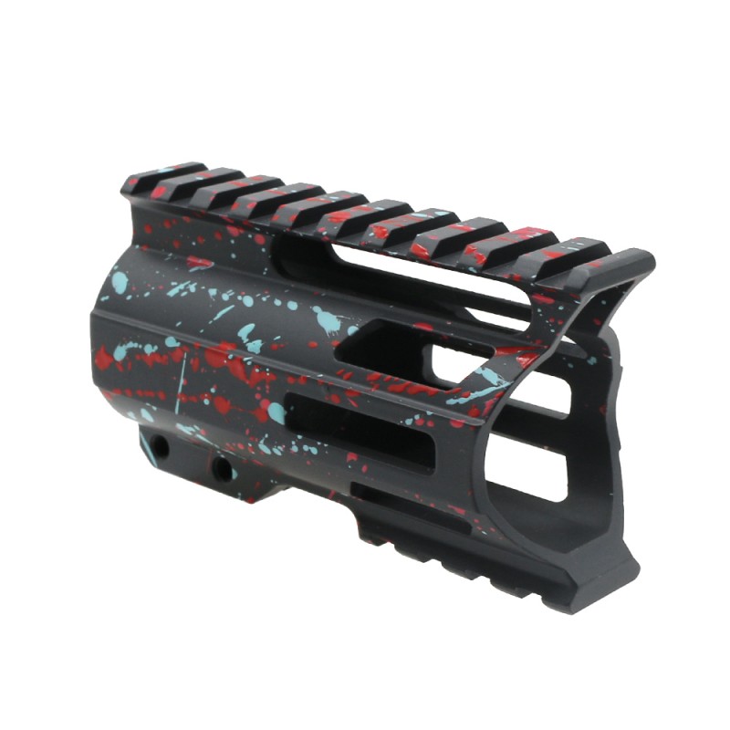 Cerakote Splatter| AR-15 4'' Combat Modular M-Lok Handguard "C" Cut -Base Sniper Gray- Pattern- Red- Pink- Robins Egg Cerakote Splatter| AR-15 4'' Combat Modular M-Lok Handguard "C" Cut -Base Sniper Gray- Pattern- Red- Pink- Robins Egg