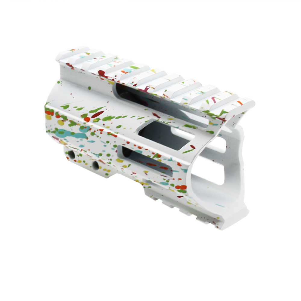 Cerakote Splatter| AR-15 4'' Combat Modular M-Lok Handguard "C" Cut -BASE BRIGHT WHITE- PATTERN- RGB-RED-PNK-ORG-LEM-ZBG Cerakote Splatter| AR-15 4'' Combat Modular M-Lok Handguard "C" Cut -BASE BRIGHT WHITE- PATTERN- RGB-RED-PNK-ORG-LEM-ZBG