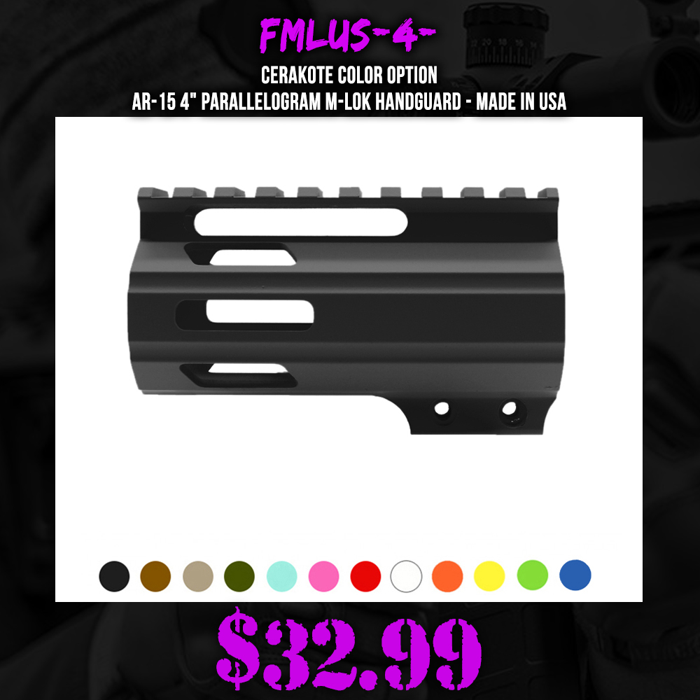 CERAKOTE COLOR OPTION | AR-15 4" Parallelogram M-Lok Handguard - Made in USA