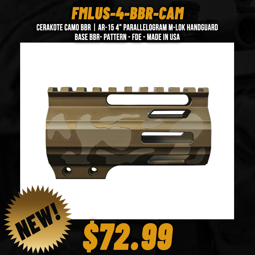 CERAKOTE CAMO BBR | AR-15 4" Parallelogram M-Lok Handguard - Base BBR- Pattern - FDE - Made in USA