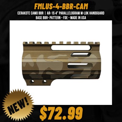 CERAKOTE CAMO BBR | AR-15 4" Parallelogram M-Lok Handguard - Base BBR- Pattern - FDE - Made in USA