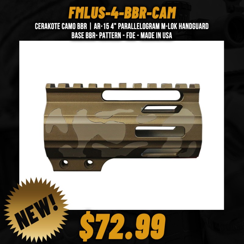 CERAKOTE CAMO BBR | AR-15 4" Parallelogram M-Lok Handguard - Base BBR- Pattern - FDE - Made in USA