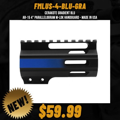 CERAKOTE GRADIENT BLU | AR-15 4" Parallelogram M-Lok Handguard - Made in USA