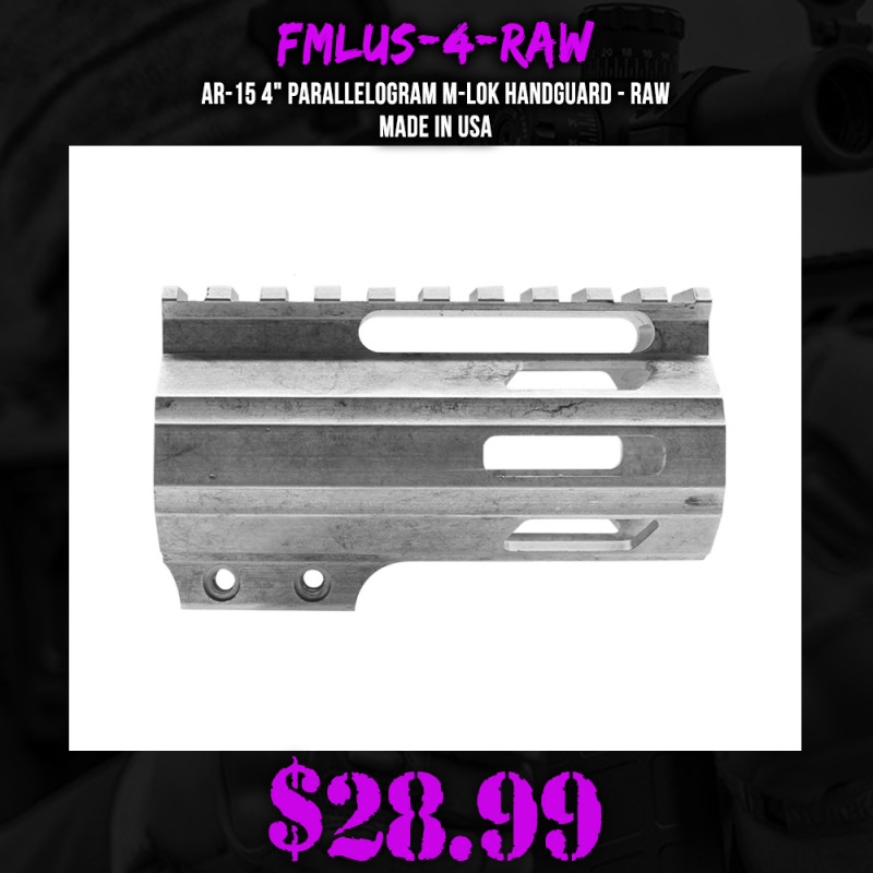 AR-15 4" Parallelogram M-Lok Handguard - RAW - Made in USA