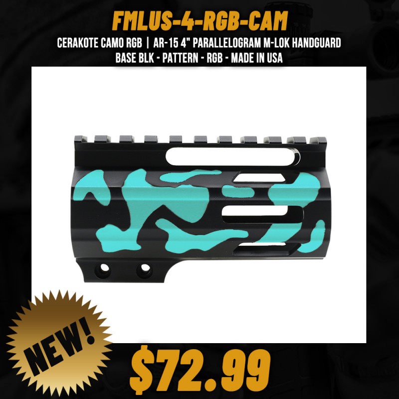 CERAKOTE CAMO RGB | AR-15 4" Parallelogram M-Lok Handguard - Base BLK - Pattern - RGB - Made in USA CERAKOTE CAMO RGB | AR-15 4" Parallelogram M-Lok Handguard - Base BLK - Pattern - RGB - Made in USA