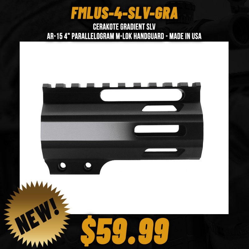 CERAKOTE GRADIENT SLV | AR-15 4" Parallelogram M-Lok Handguard - Made in USA