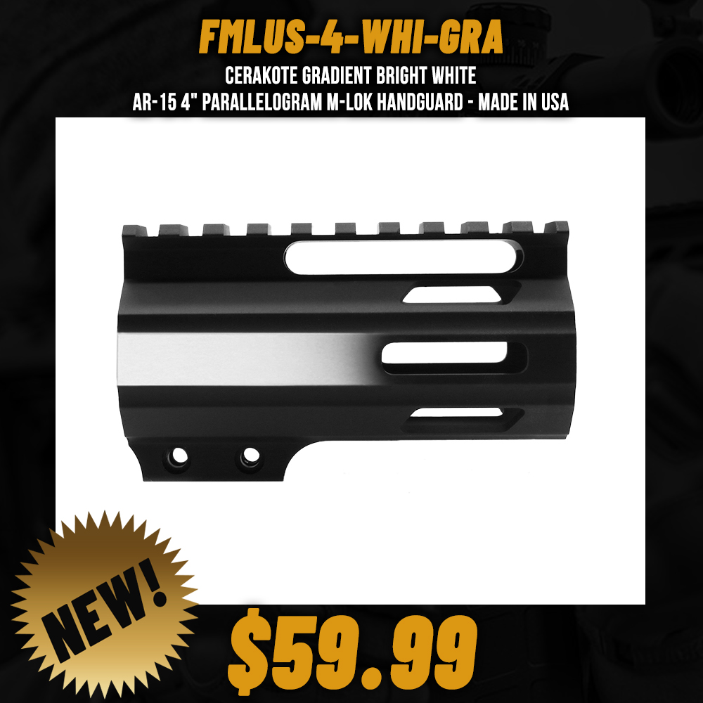 CERAKOTE GRADIENT BRIGHT WHITE | AR-15 4" Parallelogram M-Lok Handguard - Made in USA