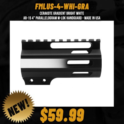 CERAKOTE GRADIENT BRIGHT WHITE | AR-15 4" Parallelogram M-Lok Handguard - Made in USA