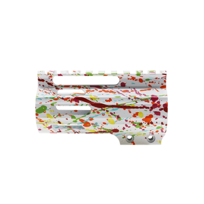 CERAKOTE SPLATTER WHI | AR-15 4" Parallelogram M-Lok Handguard - Base WHI - Pattern - RGB.RED.PNK.ORG.LEM.ZBG - MADE IN U.S.A - Made in USA