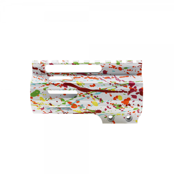 CERAKOTE SPLATTER WHI | AR-15 4" Parallelogram M-Lok Handguard - Base WHI - Pattern - RGB.RED.PNK.ORG.LEM.ZBG - MADE IN U.S.A - Made in USA
