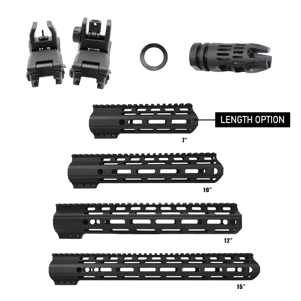 AR-15 Handguard Muzzle Brake and Back up Sight Combo LENGTH OPTION| FMLUS-D-